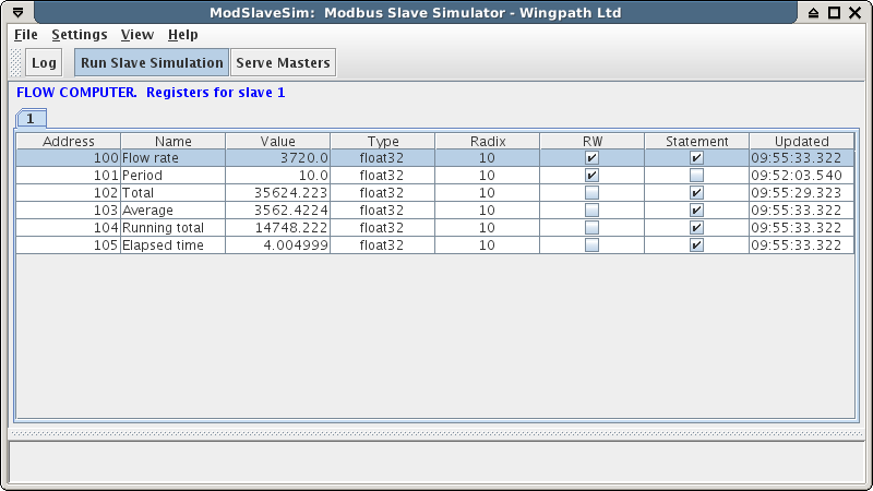 ModSlaveSim main window